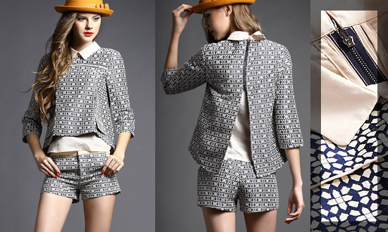 sh02_4042 예쁜 패턴무늬 레이어드셔츠블라우스+패턴팬츠 set . 명품스타일여성의류