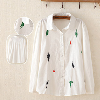 fu01_4409 나뭇잎 자수 코트 셔츠 일본스타일